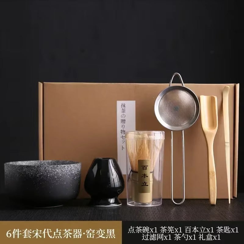 Kit à matcha Cérémonie Japonaise variante blanche gris-noir