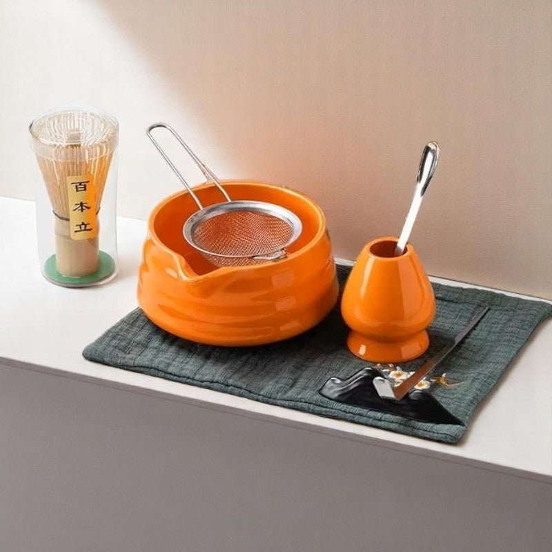 Service à Thé Japonais - ZenMatchaTeaSet™ - Orange - Mon Univers Thé et Café