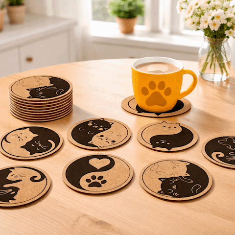 Sous Verres Chat Yin-Yang animation