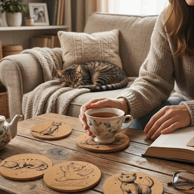 Sous verres Chat Joyeux animation