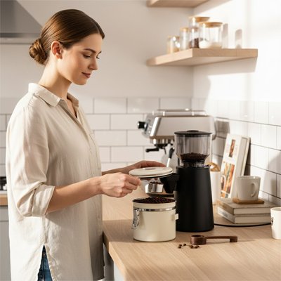 Boite cafeé Hermétique Élégante sur comptoir avec femme