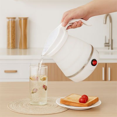 Bouilloire mini Flexsilicone verse eau dans verre - Mon Univers Thé et Café