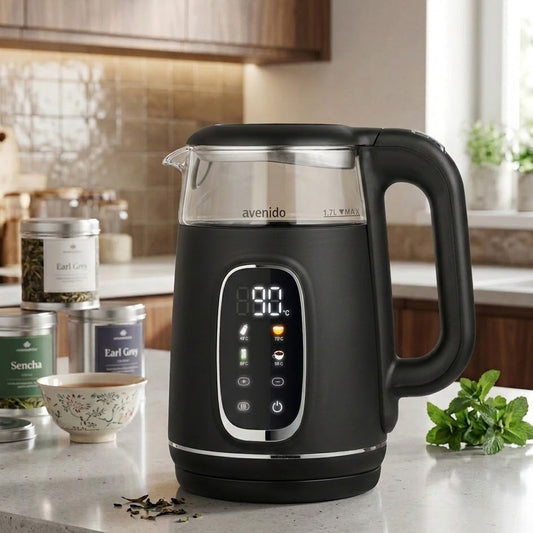 Bouilloire reglage temperature Cascade sur un comptoir