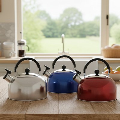 Bouilloire sifflante Design Rétro les trois couleurs