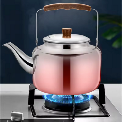 Bouilloire vintage Inox Retro sur cuisinière au gaz