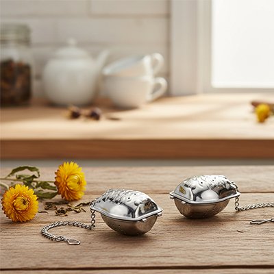 Boule à thé originale Hibou-Fleur sur table