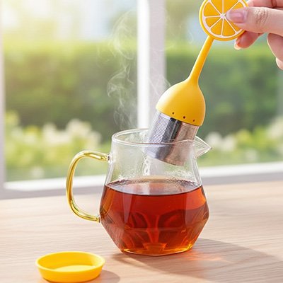 Boules à thé Amusant Coloré orange sur tasse