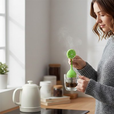 Boules à thé Amusant Décoratif citron vert dans tasse