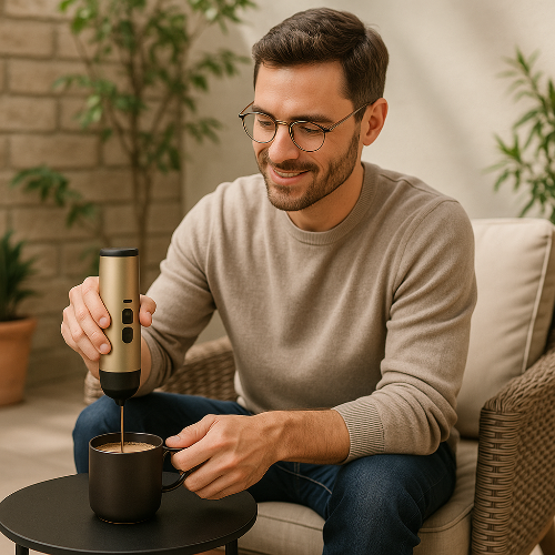 Cafetière de voyage  Nomade USB homme verse café
