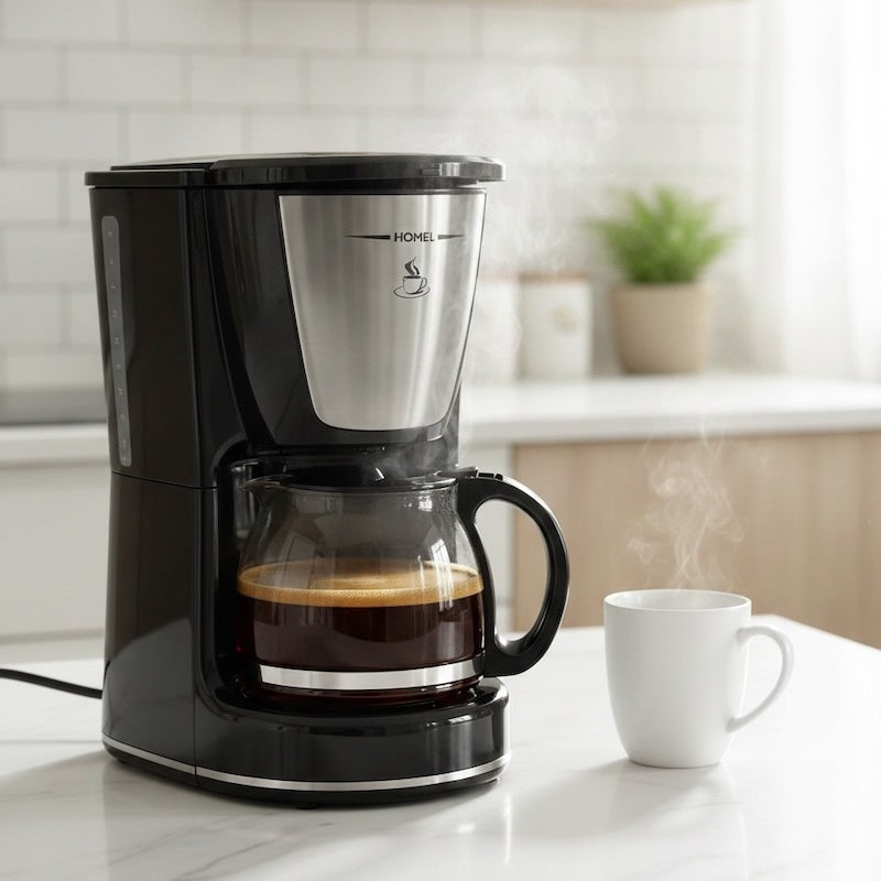 Cafetiere filtre Autobrew sur un comptoir avec une tasse