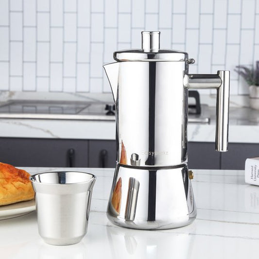Cafetière italienne à induction avec un verre - Mon Univers Thé et Café