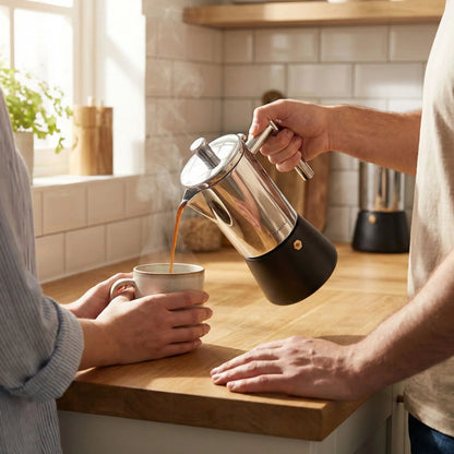 Cafetière italienne induction - Expresso Classic - homme verse café