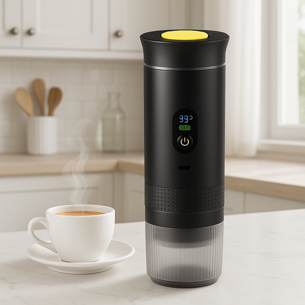 Cafetiere portable Barista Nomad comptoir tasse café blanche