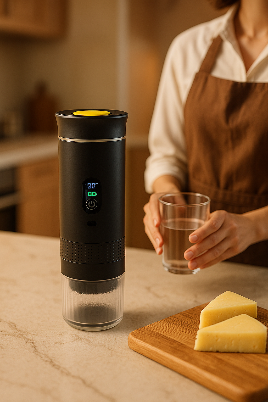 Cafetiere portable Barista Nomad tasse café près plateau fromage