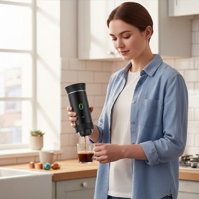 Cafetière portable​ Barista Nomade femme se sert un café
