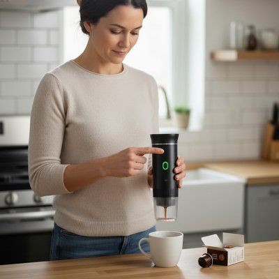 Cafetière portable​ Barista Nomade femme verse café