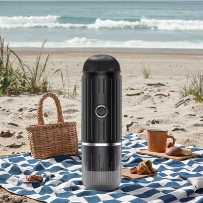 Cafetiere portable Espresso 19Bar sur couverture de plage