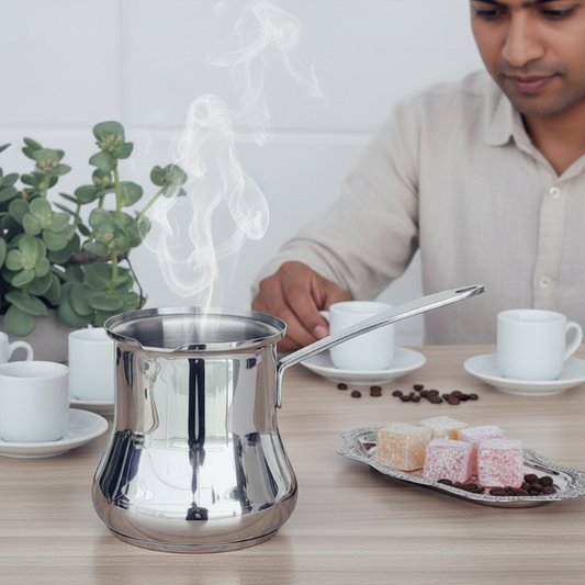 Cafetiere turque Inox Tradition homme déguste café