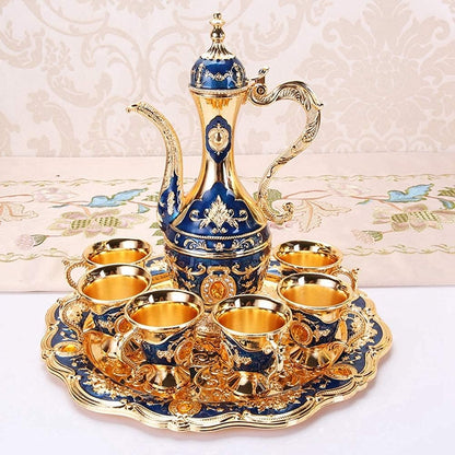 Cafetière Turque - VintageTurkCoffeeSet™ - Bleu & Doré - Mon Univers Thé et Café