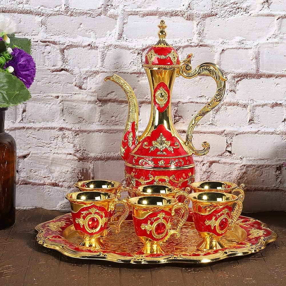 Cafetière Turque - VintageTurkCoffeeSet™ - Rouge & Doré - Mon Univers Thé et Café