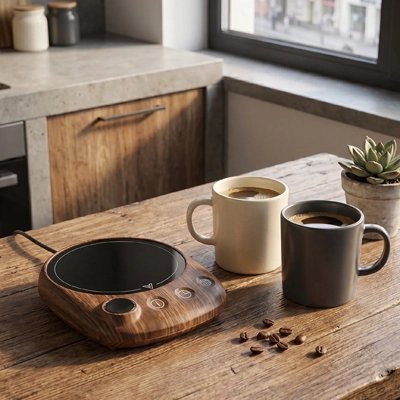 Chauffe tasse electrique Intelligent sur table avec deux cafés