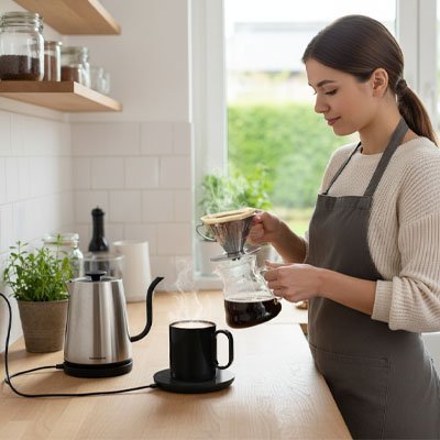 Chauffe Tasse USB Thermo Sip femme avec cafetière