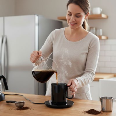 Chauffe Tasse USB Thermo Sip femme-verse-café