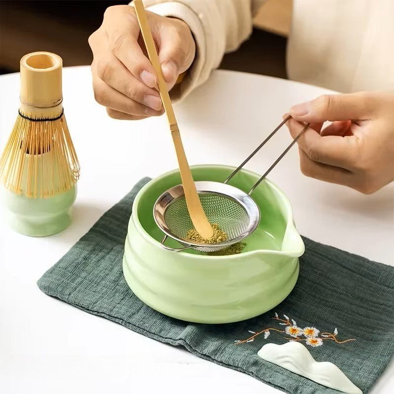 Coffret matcha- ZenMatchaTeaSet - Vert Matcha avec cuillère et passoire