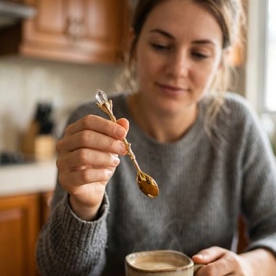 Cuillère à café Élégance au dessus d'une tasse de café