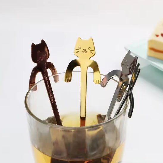 Cuillere a cafe Élégance Féline dans verre