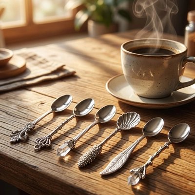 Cuillère à café Élégance sur table devant tasse de café