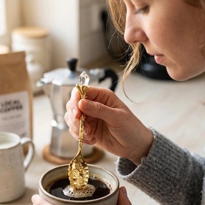 Cuillère à café Élégance sur une tasse de café