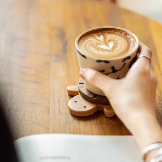 Dessous de verre - Tortue avec verre de café