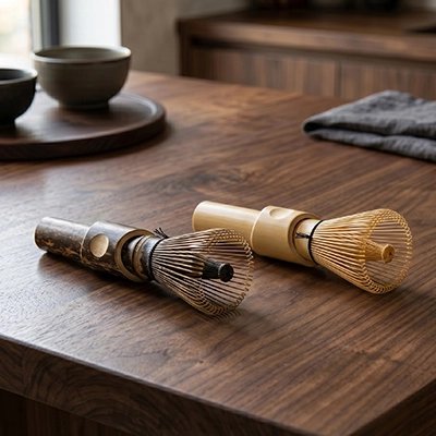Fouet matcha Bambou Traditionnel  sur comptoir
