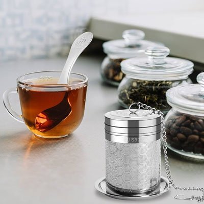 Tasse de thé avec cuillère infuseur à thé ÉlégancePremium et 2 pots de café - Mon Univers Thé et Café