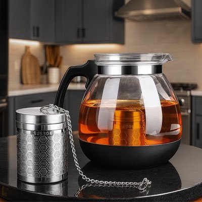 Infuseur à thé Élégance Premium et pot de thé infusé dans cuisine