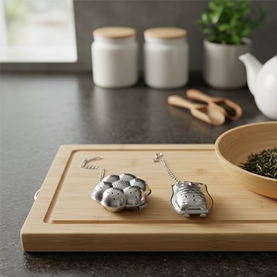 Infuseur à thé Hibou-Fleur sur planche