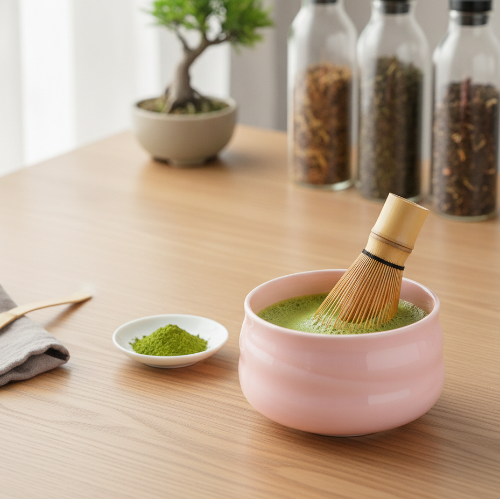 Kit a matcha Rituel Japonais fouet dans la préparation matcha