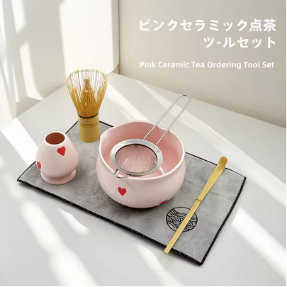 Kit matcha Japanese Ceremony six morceaux sur napperon