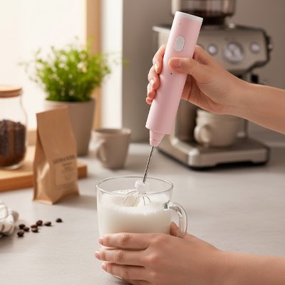 Lait mousseur - Mousseur Express - dans une tasse de lait