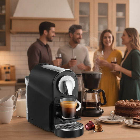 Machine à café à dosette Éclipse sur le comptoir lors d'une fête