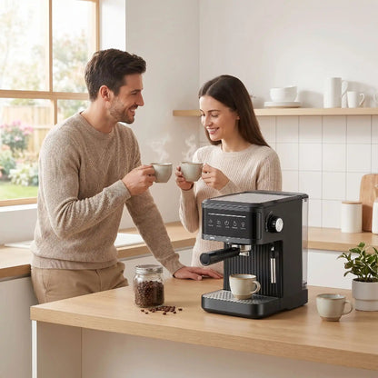 Machine a cafe expresso Barista Pro couple déguste un café