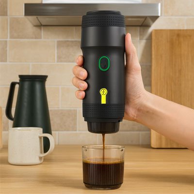 Machine a café portable Barista Express verse café dans une tasse
