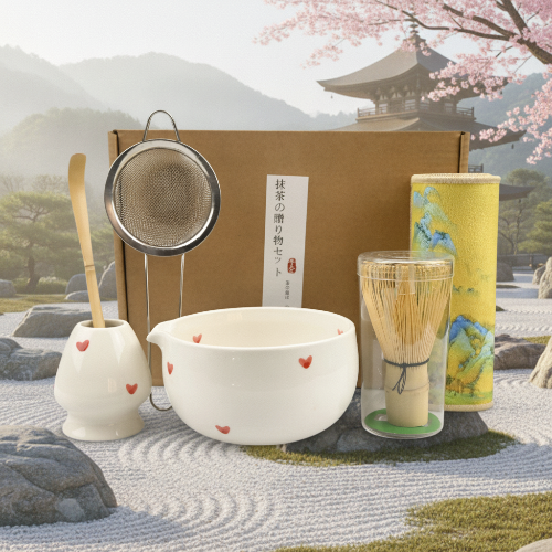 Matcha coffret Héritage avec un décor japonais