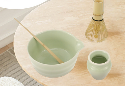 Matcha green tea set Pause Zen sur table
