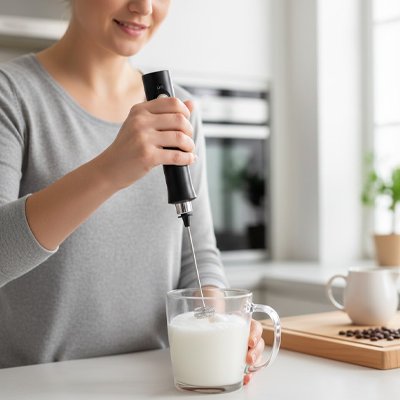 Meilleur mousseur lait Onctuo dans tasse de lait