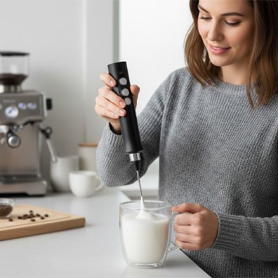 Meilleur mousseur lait Onctuo en action