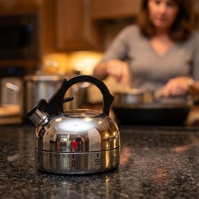 Minuteur cuisine Mini Bouilloire sur comptoir de granit