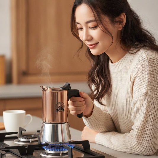 Moka espresso pot Premium Or Rose femme réchauffe café