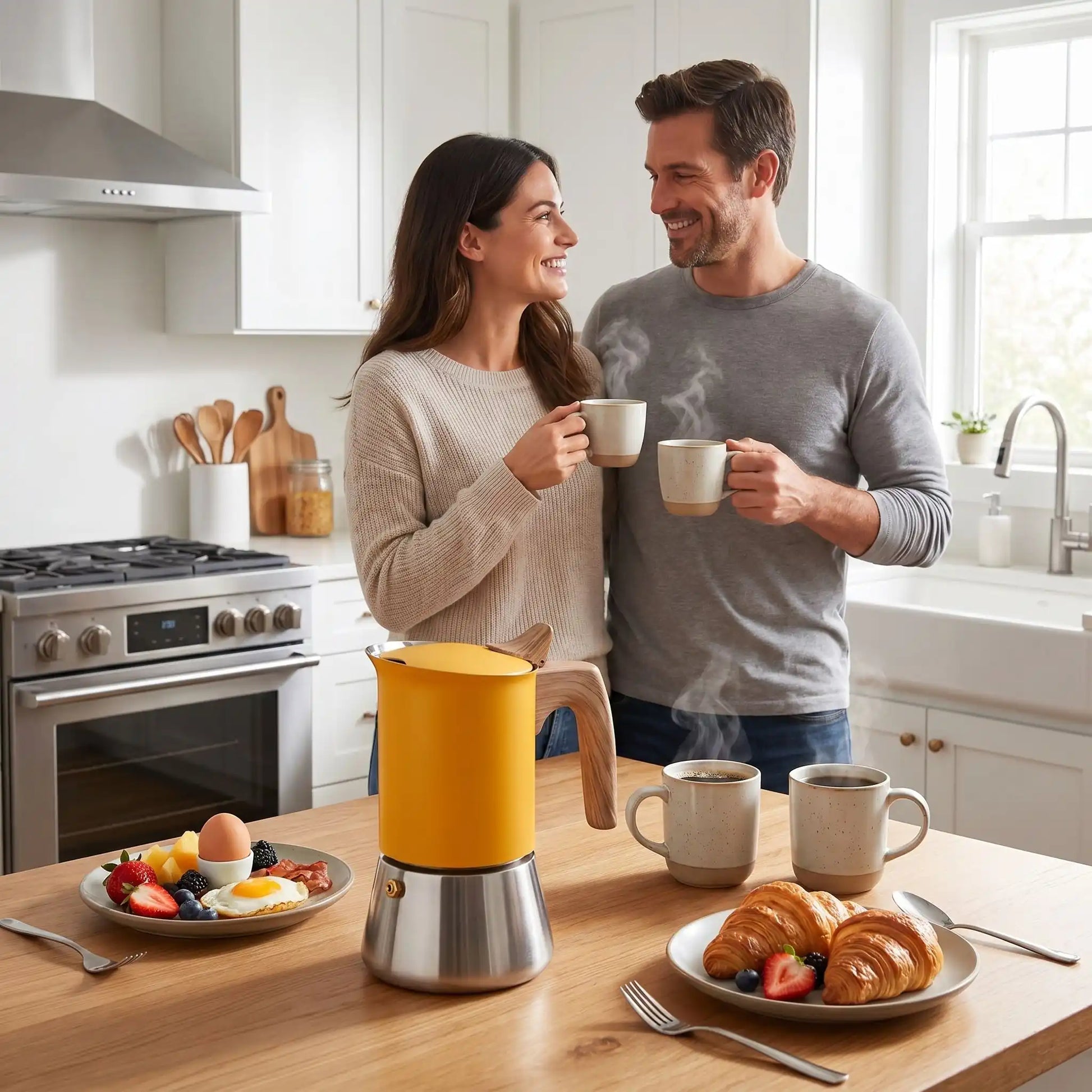 Moka pot Design Nordique couple boivent café